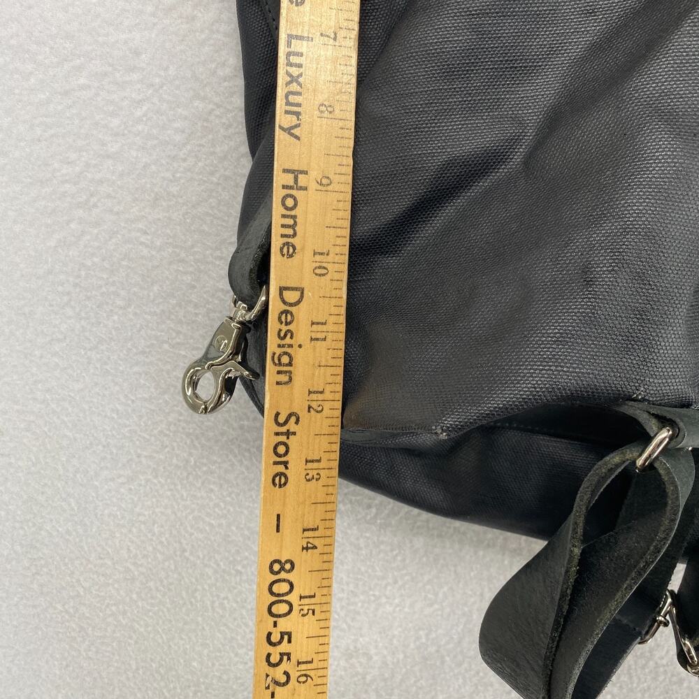 M0851 Backpack Coated Canvas Leather Straps Utility Bag Zip Multi Pocket Black - Picture 15 of 16